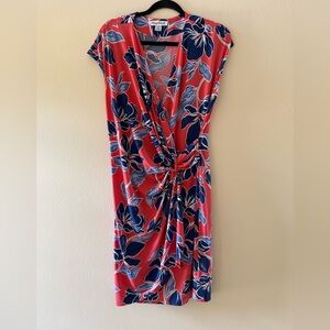 Tommy Bahama Coral and Blue Clara Oasis Floral Midi Dress